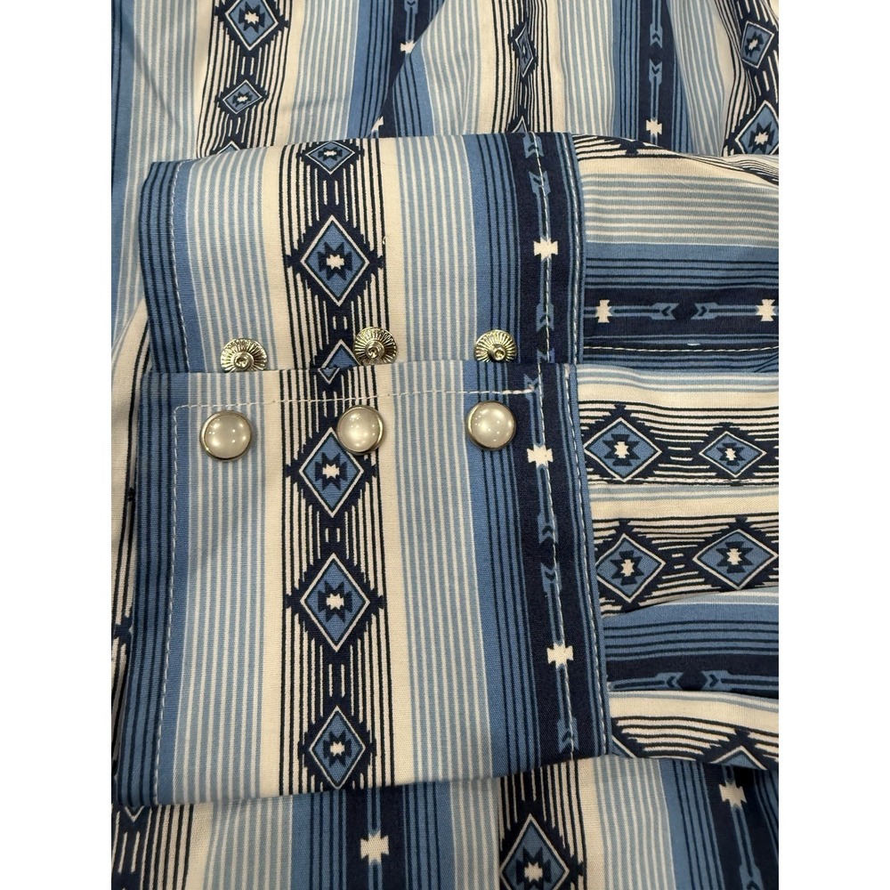 Wrangler Western Shirt Mens XL Pearl Snap Long Sleeve Striped NWT - Picture 10 of 11
